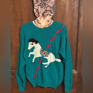 Vintage Sweater with Carousel Horse Design